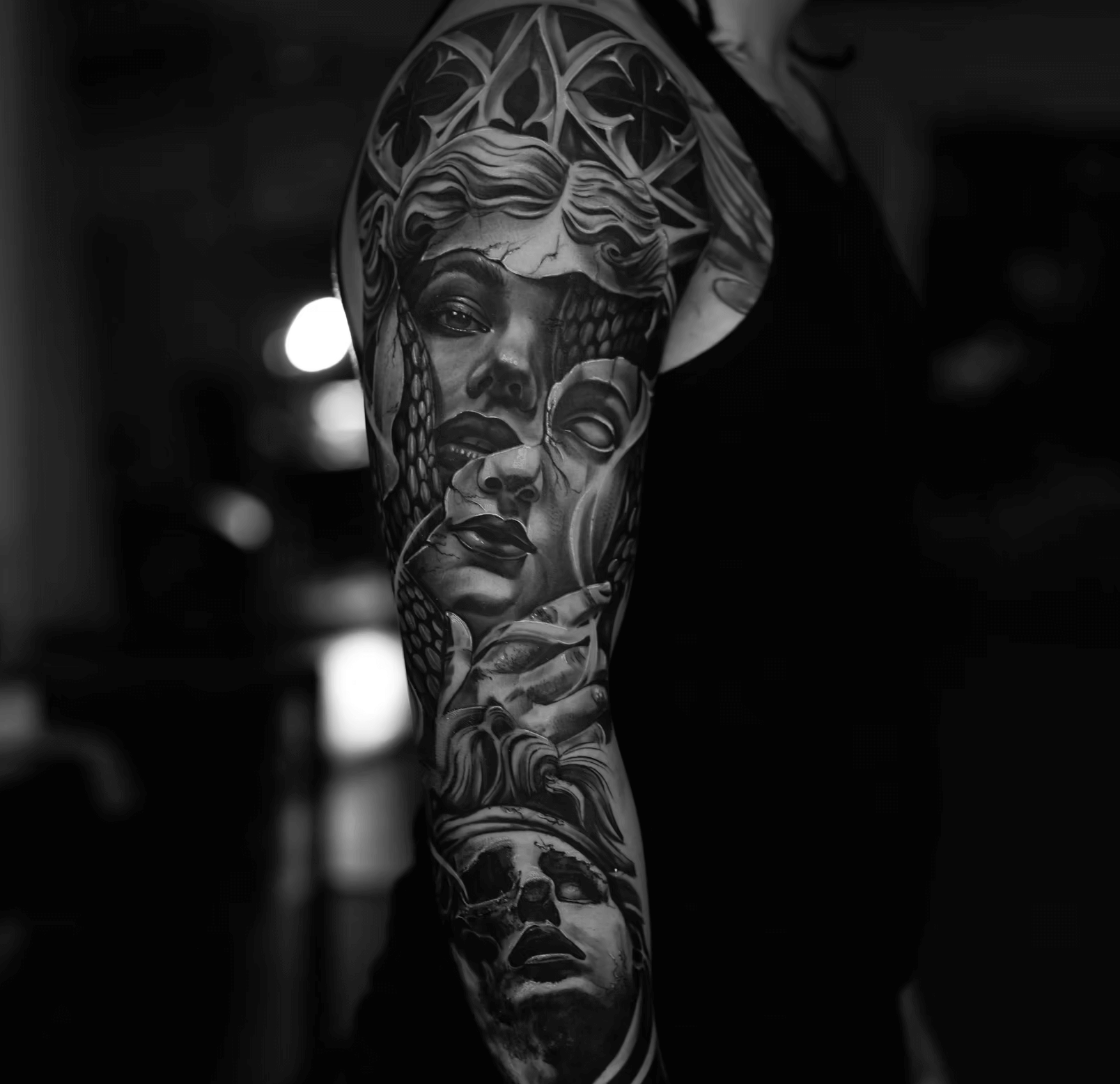 Baroque Faces and Gothic Elements Sleeve