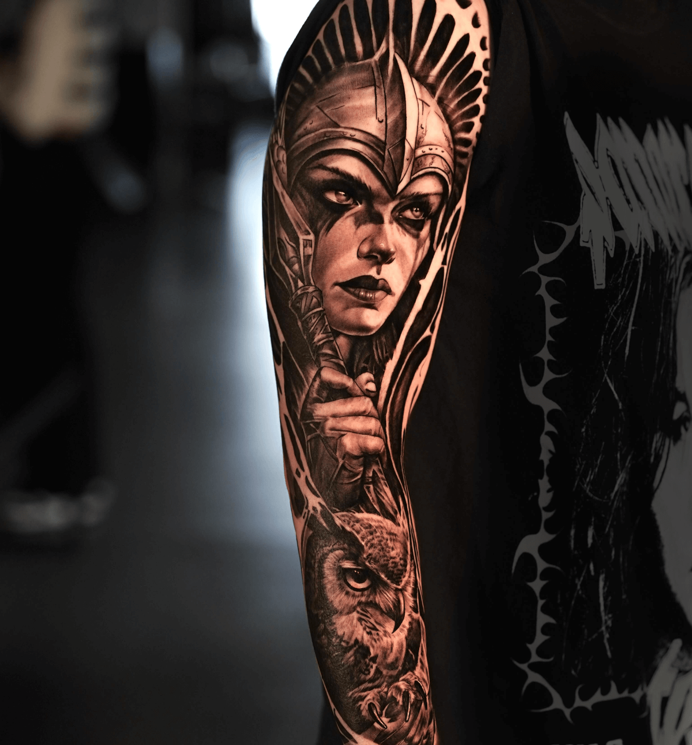 Warrior Woman and Owl Sleeve