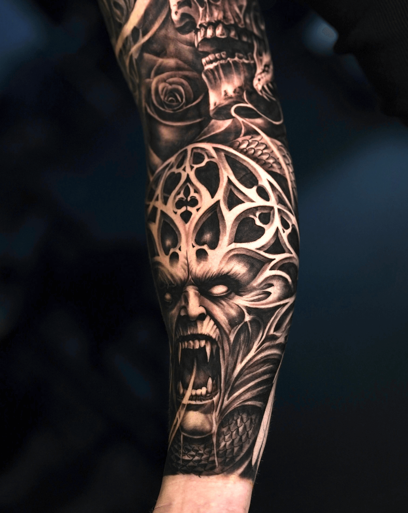 Gothic Demon and Skull Sleeve