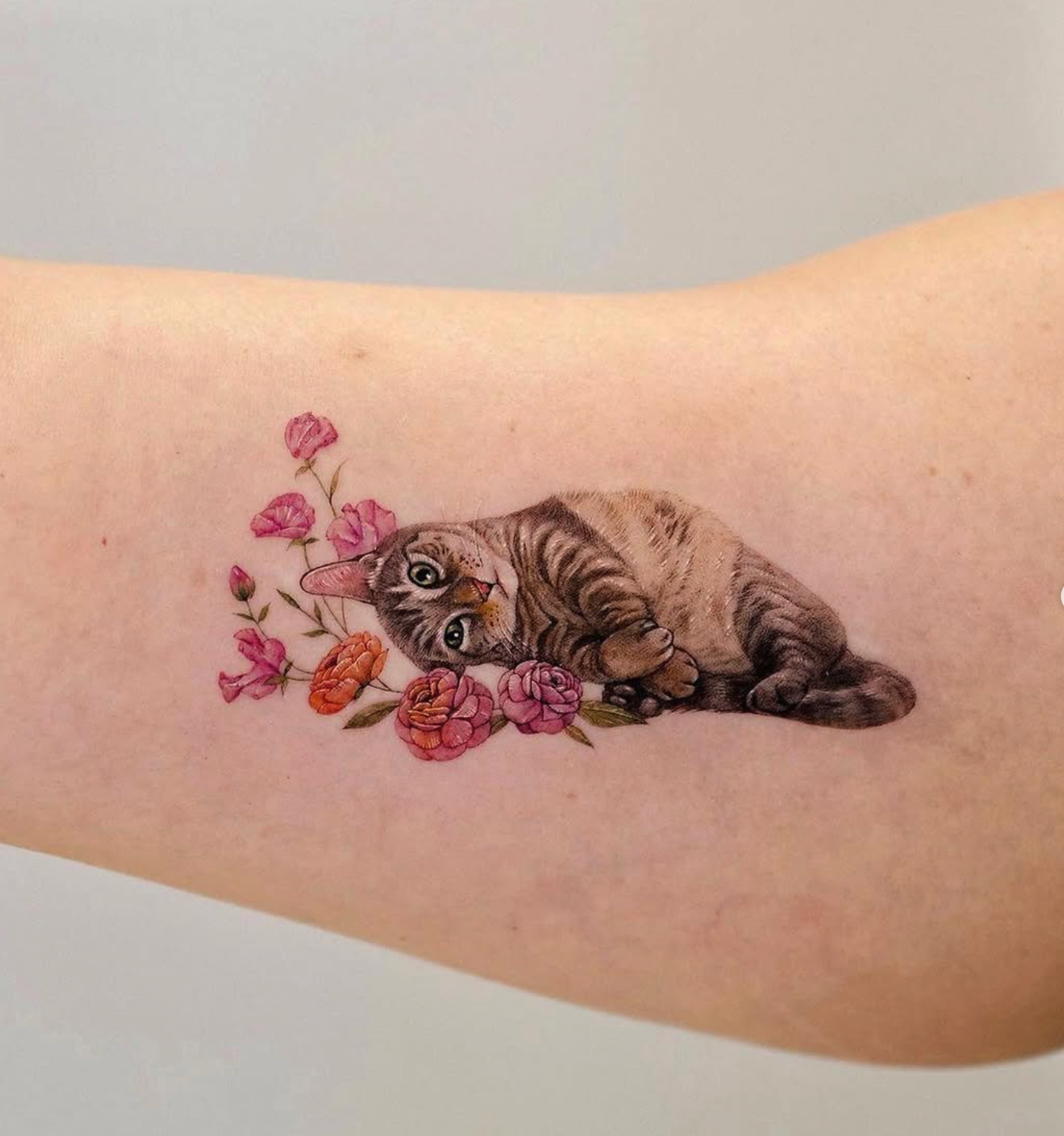 Playful Tabby Surrounded by Blossoms