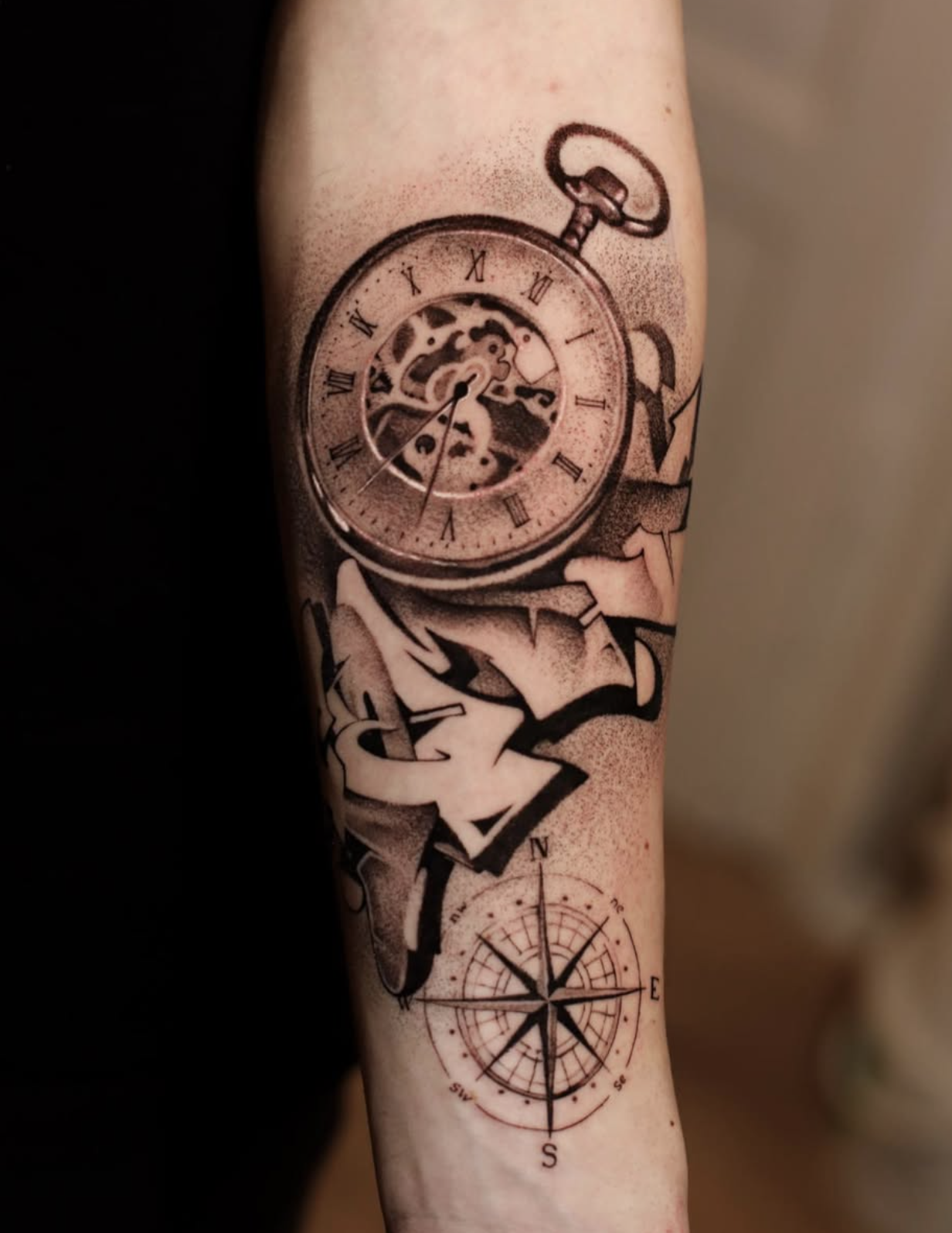 Vintage Pocket Watch with Compass