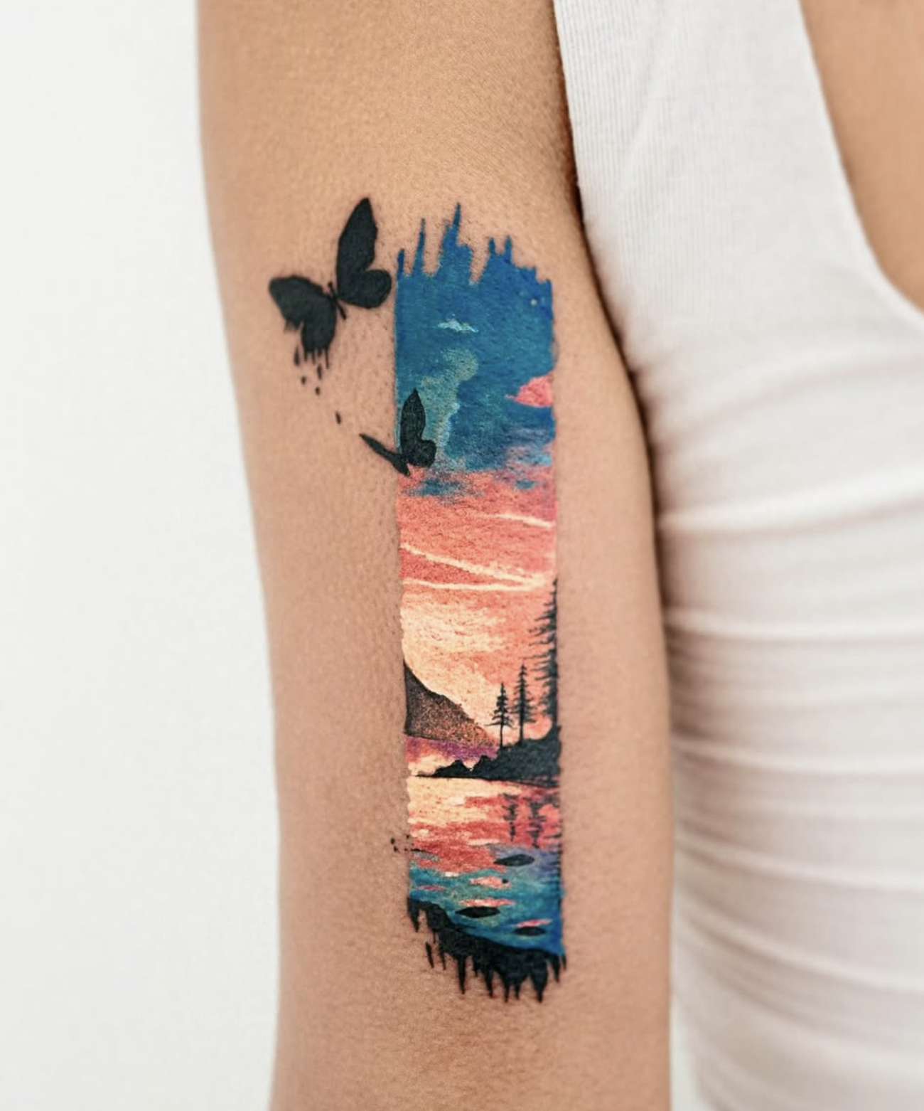 Nature Scene with Butterflies