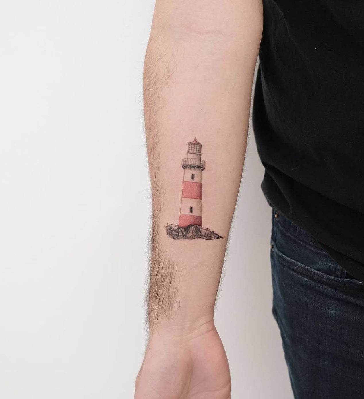 lighthouse realistic style tattoo by Niko