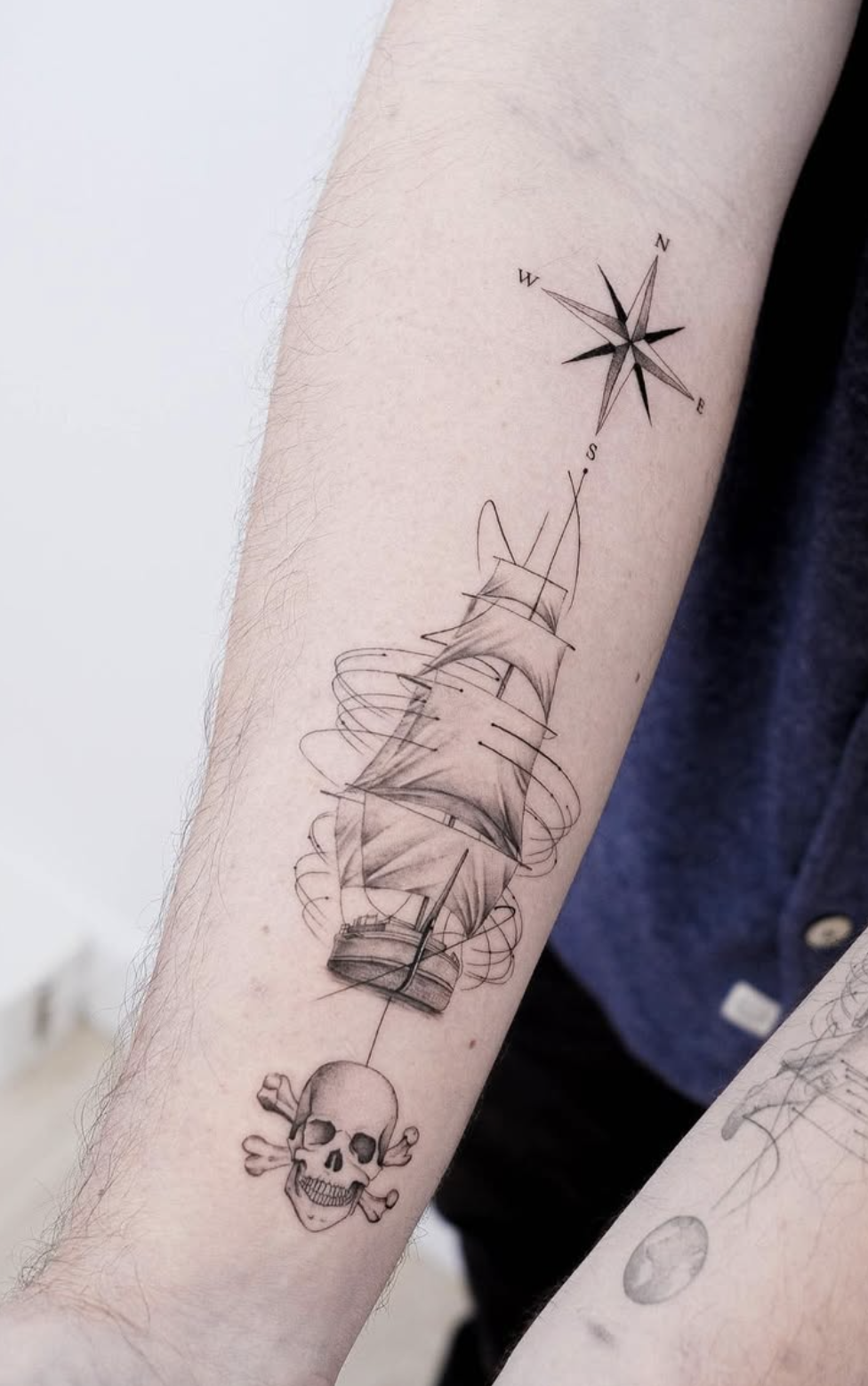 line work style tattoo by Niko