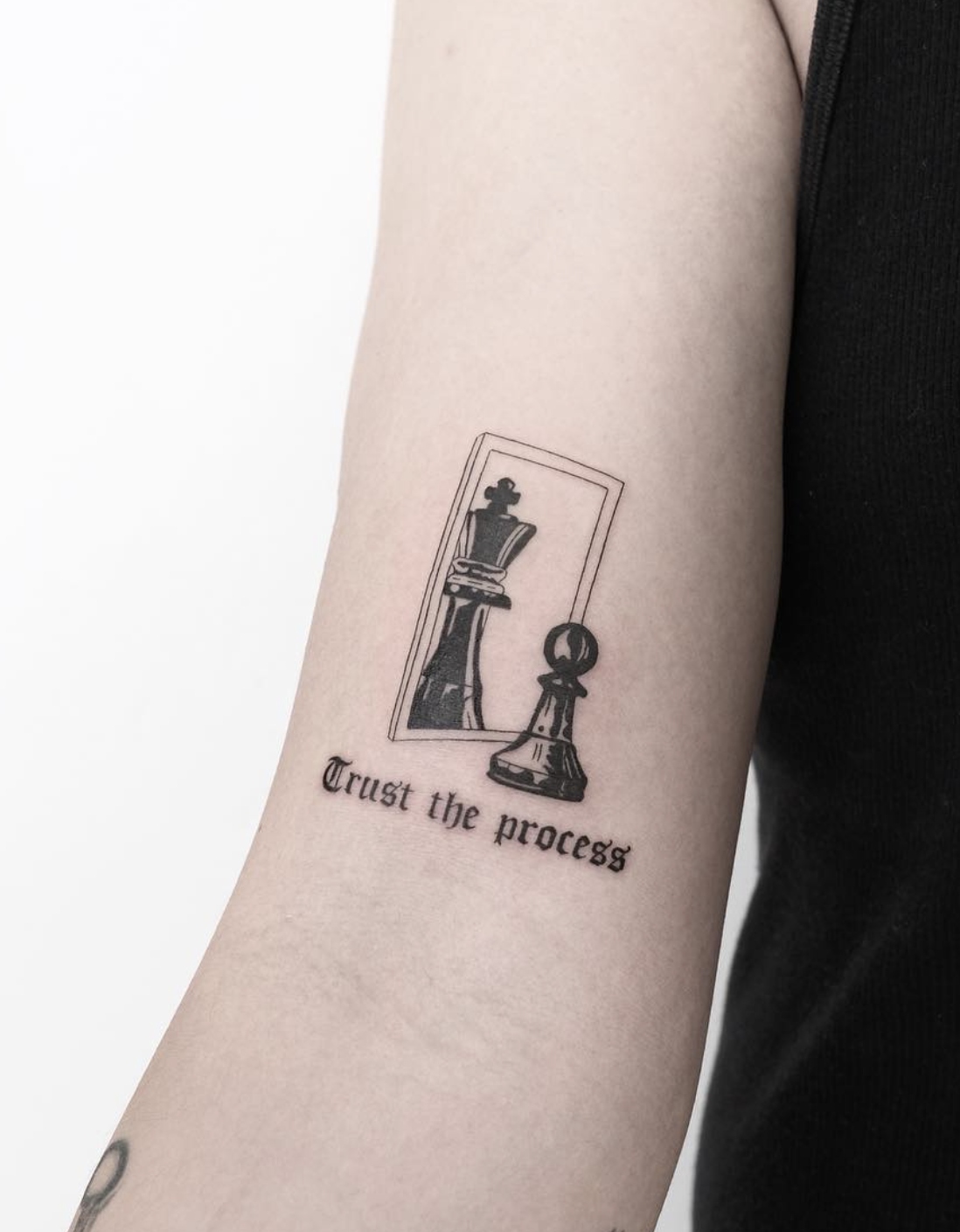 chess black and gray style tattoo by Niko